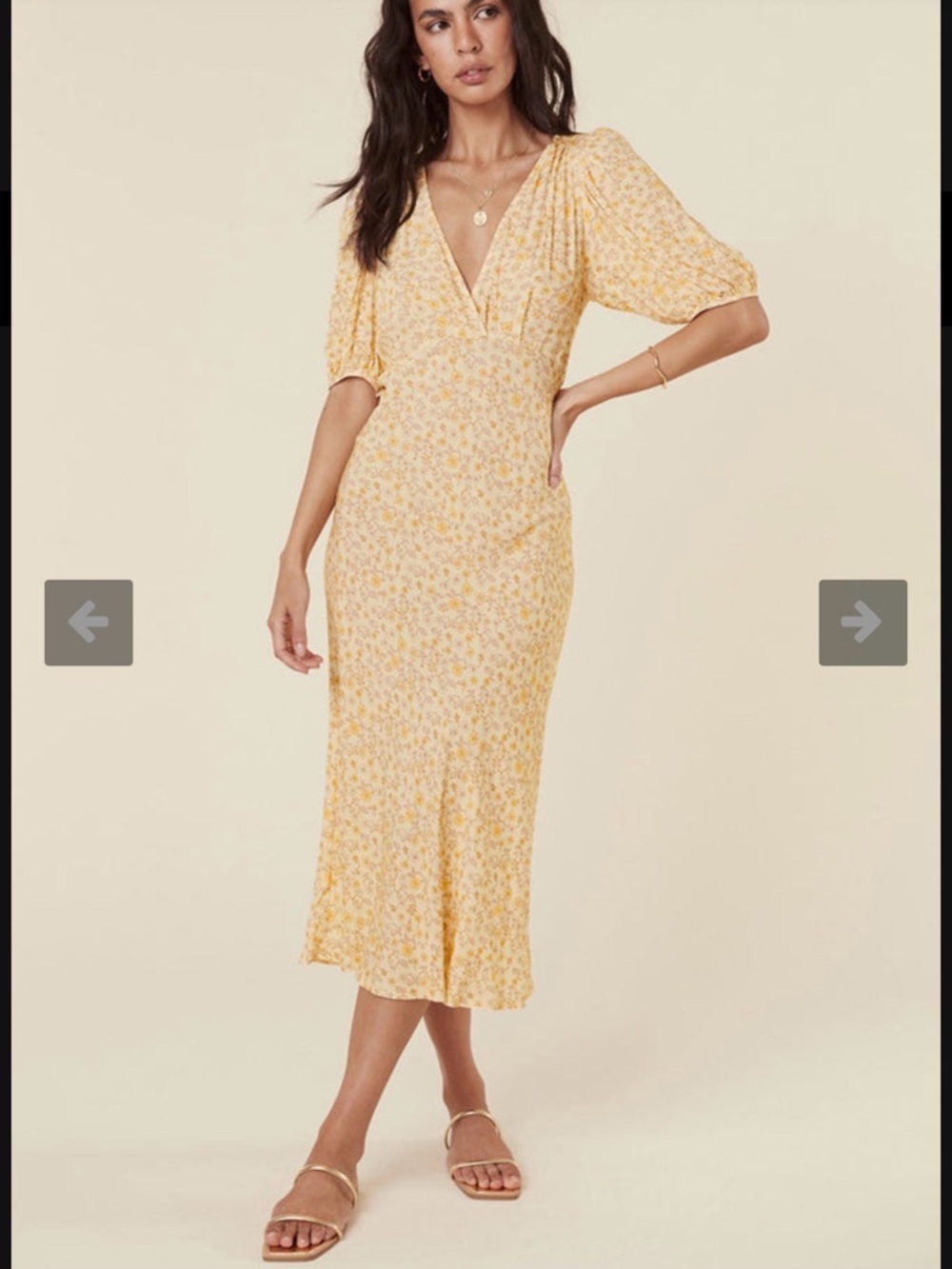 Spell Mossy Bias Cut Midi Dress in the Lemonade MK0591